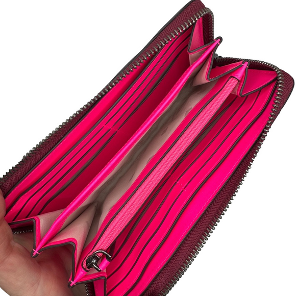 KATE SPADE ♠️ New York Cameron Large Continental Wallet Red Pink Heart stripe ❤️ - Picture 6 of 8